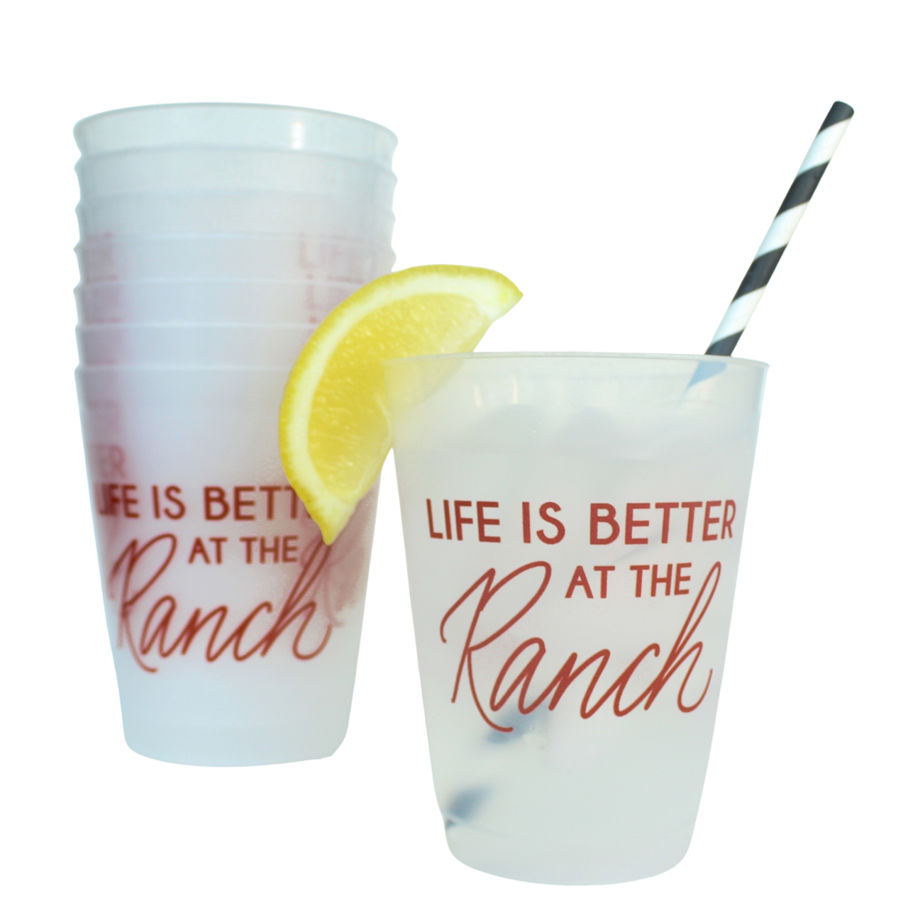 Life is Better at the Ranch Party Cups, Set of Eight 16 Ounce Plastic Cups